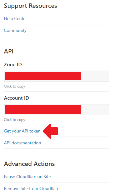 Cloudflare API token screen